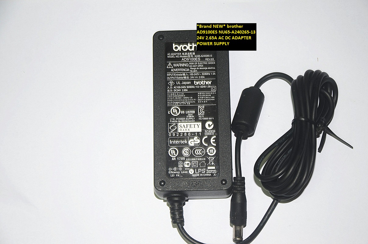 *Brand NEW* AC DC ADAPTER AD9100ES 24V 2.65A brother NU65-A240265-13 POWER SUPPLY